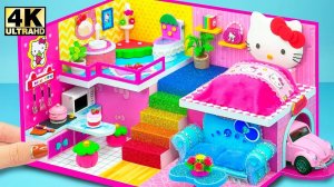 Сделайте современный двухэтажный розовый дом Hello Kitty с гаражом для машины из картона ❤️ Мин