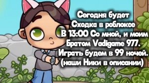 Сегодня Сходка Со Мной И моим братом Vadigame 977 в 99 ночей!!!