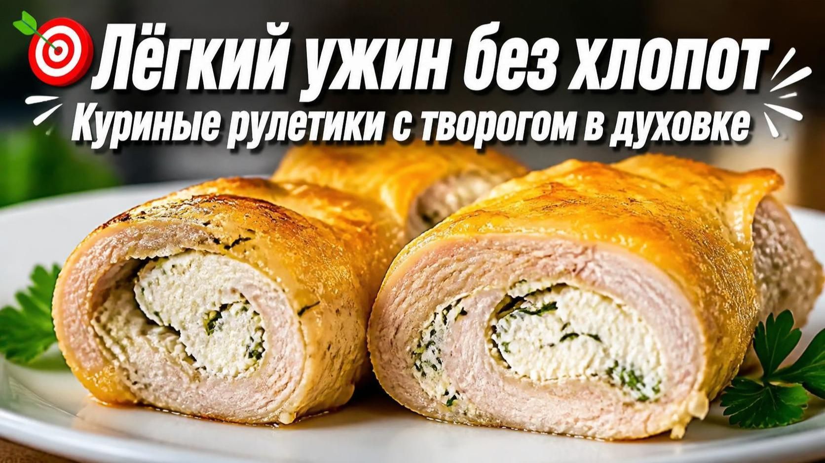 🎯 Лёгкий ужин без хлопот_ куриные рулетики с творогом в духовке! 👌