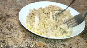 Овсянка с курицей на завтрак.