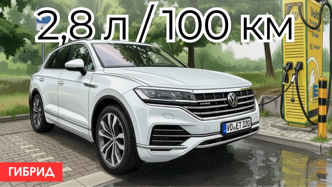 Туарег с расходом бензина 2,8 л/100 км. Пока не разрядится батарея... смотреть онлайн