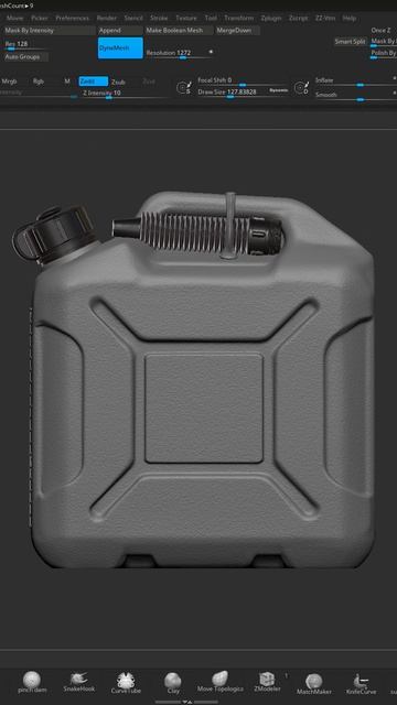 канистра, процесс создания в Zbrush для 3д печати и отливки силиконовых форм