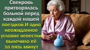 Свекровь притворялась больной перед каждой нашей поездкой. и одно неожиданное условие невестки ....