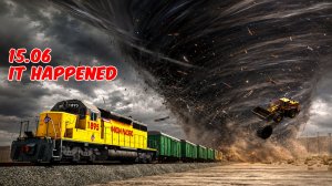 Смерч на железной дороге! Что будет с машинами и поездом? Beamng.Drive
