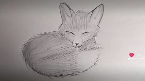 лисенок спит карандашом