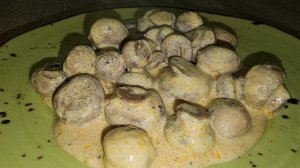 Шампиньоны-мини с апельсиновым перцем в сливках/Закуски/Рецепт № 279