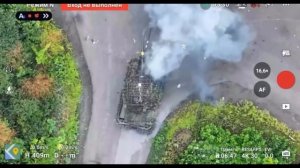 Уничтожение танка противника расчётами FPV-дронов