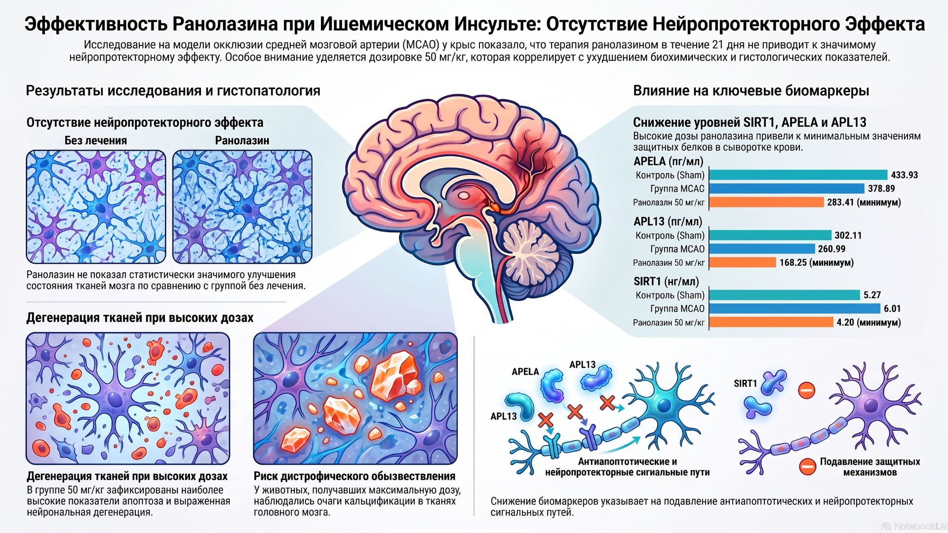 Почему ранолазин не защитил мозг в модели ишемического инсульта (MCAO) у крыс?