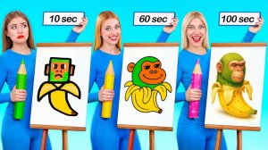 10 Секунд vs 60 Секунд vs 100 Секунд Челлендж Рисунков # Смешные Моменты от Super Hyper DO