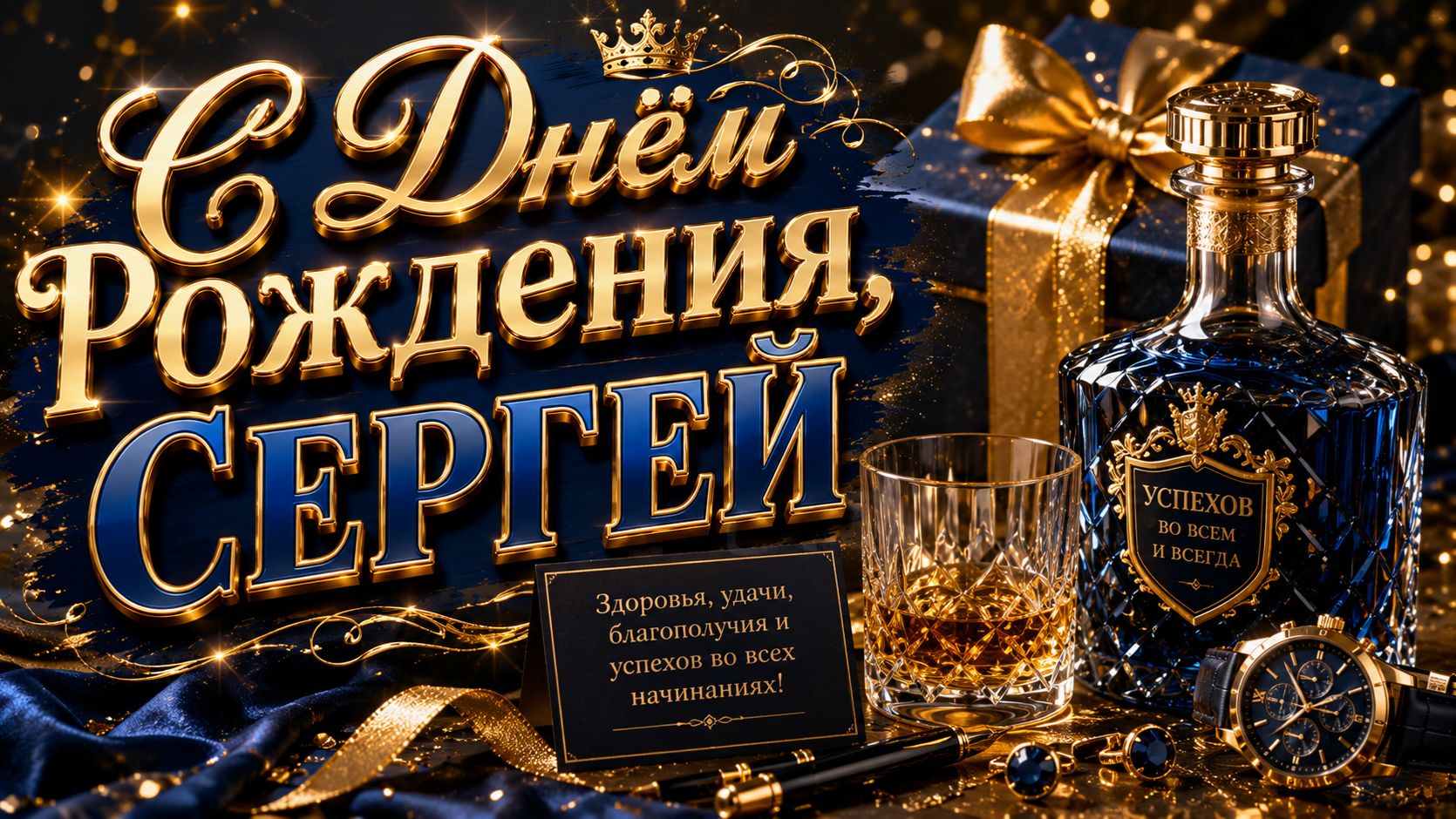 С днем рождения Сергей — красивая музыкальная открытка с душевными словами 🎉 смотреть онлайн