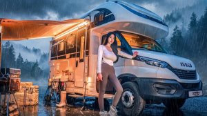 ☔️Кемпинг под дождем в огромном роскошном трехкомнатном автодоме