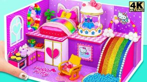 Постройте фиолетовый домик Hello Kitty с милым шкафом и радужной горкой ❤️ Миниатюрный картонны