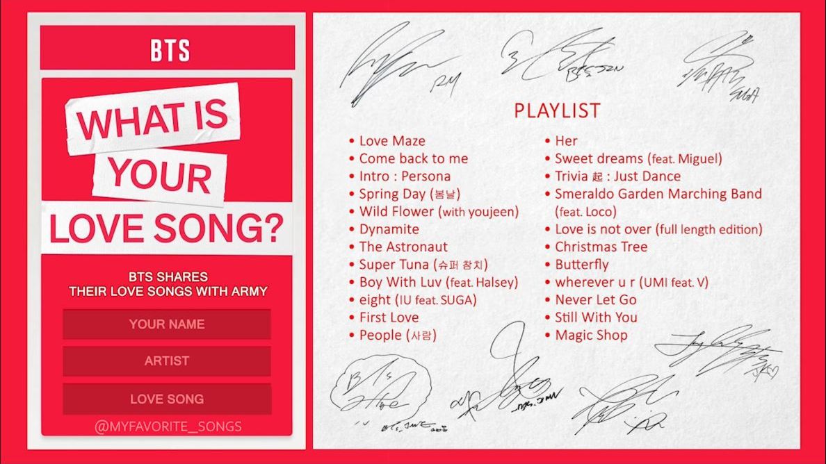 BTS Playlist 'What Is Your Love Song' | Песни о любви от BTS смотреть онлайн
