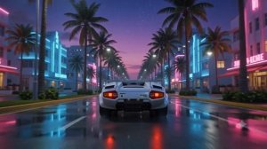Es verano de 1987, manejas solo por Miami de noche ｜ Synthwave 80s Drive