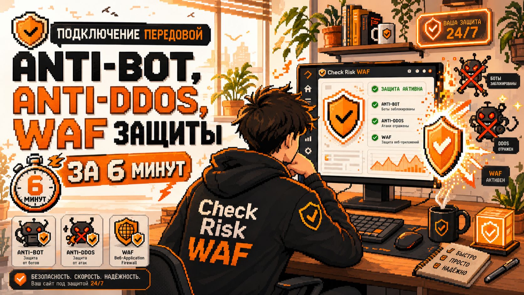 Подключение передовой Anti-bot, Anti-ddos, WAF защиты за 6 минут смотреть онлайн