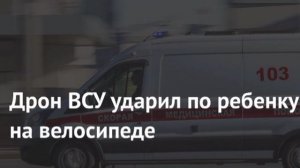 ВСУ дроном атаковали 13-летнего ребенка на велосипеде в Белгородской области, сообщил оперштаб.