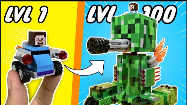 УРОВЕНЬ 1 ПРОТИВ УРОВНЯ 100 В МАИНКРАФТ ПРОТИВОБОРСТВО ЛЕГО МАШИН Lego Minecraft