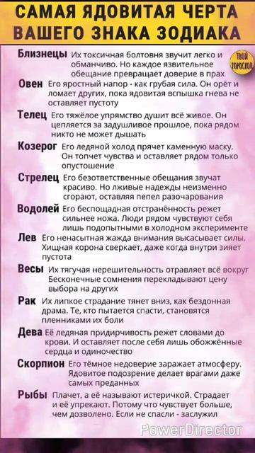 Самая ядовитая черта знаков зодиака. Твой гороскоп