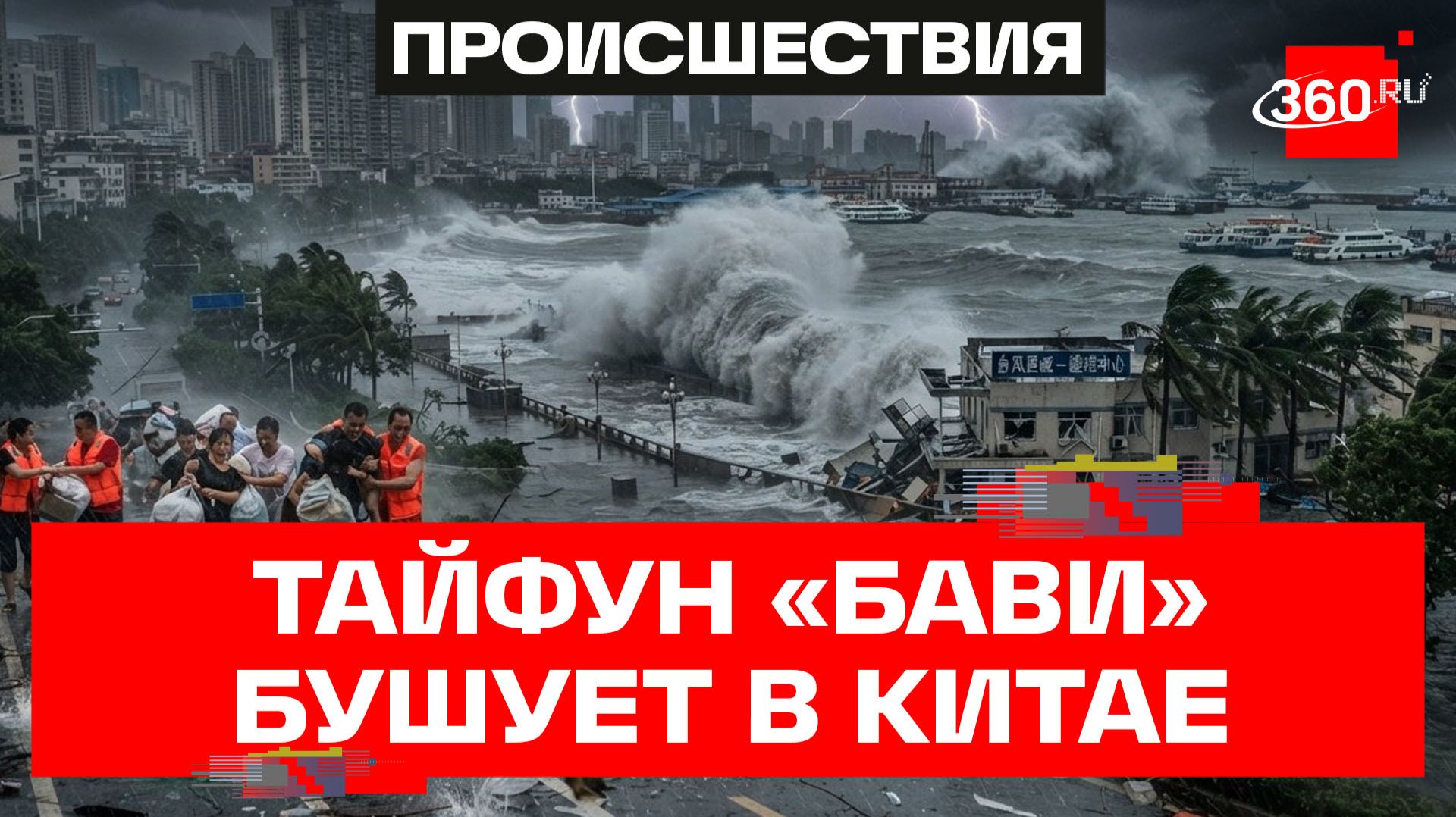 Ветер 40 м/с, волны и гроза. Разрушительный тайфун «Бави» в Китае смотреть онлайн