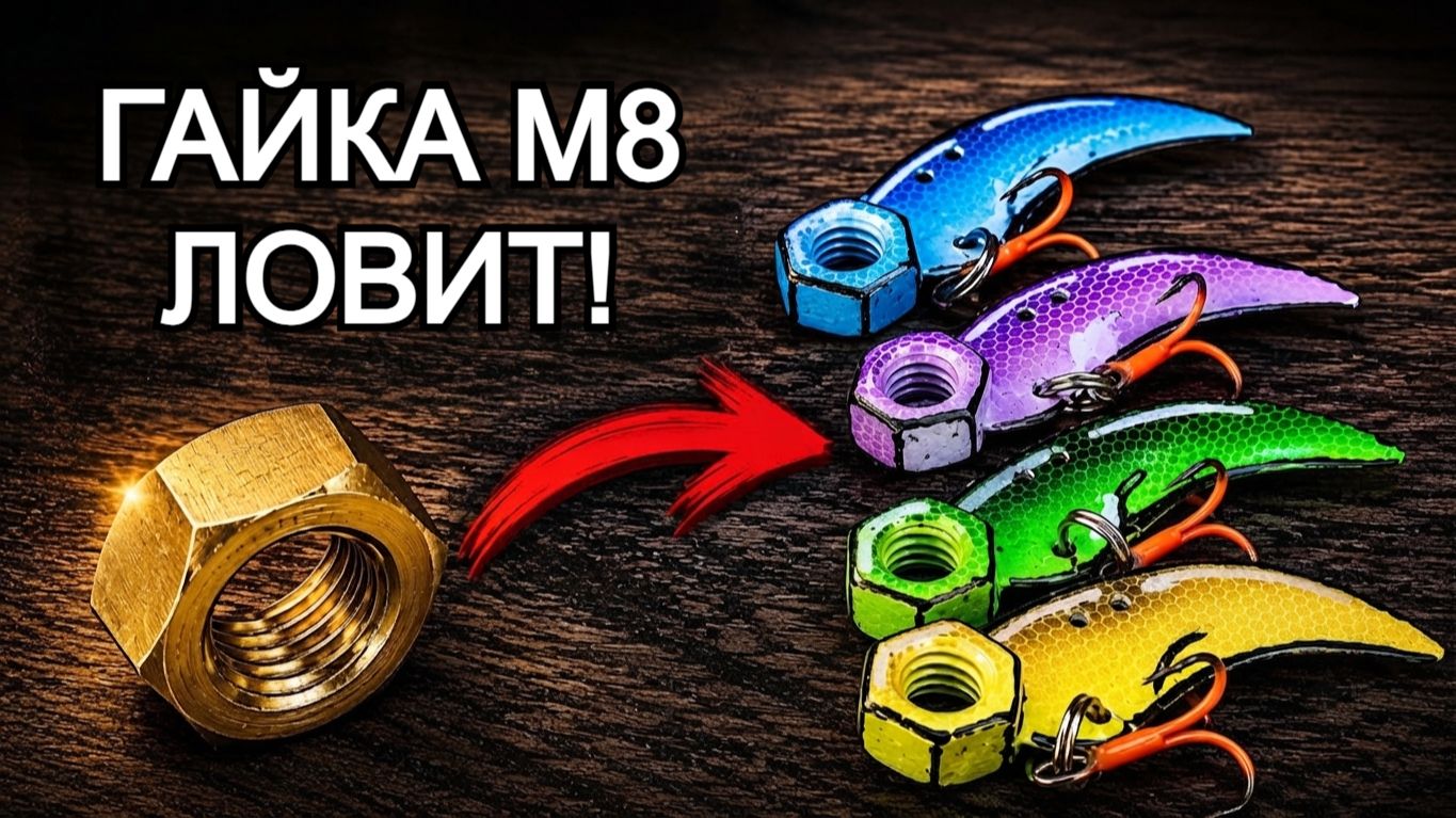 Ловись, рыбка, большая и маленькая, с самодельной приманкой из гайки М8! смотреть онлайн