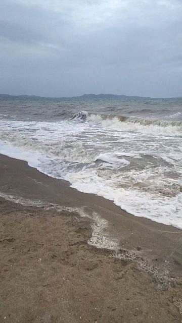 просто море, волны-волны. версия2. цвет заката - серый