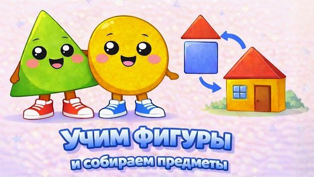 Учим фигуры и собираем предметы Развивающий мультик для малышей
