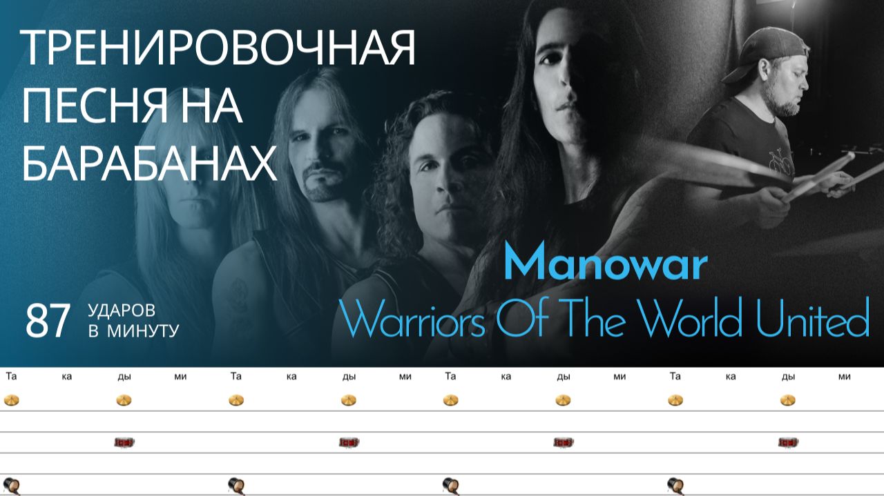 Manowar - Warriors Of The World United / 87 bpm / Тренировочная песня для барабанов смотреть онлайн