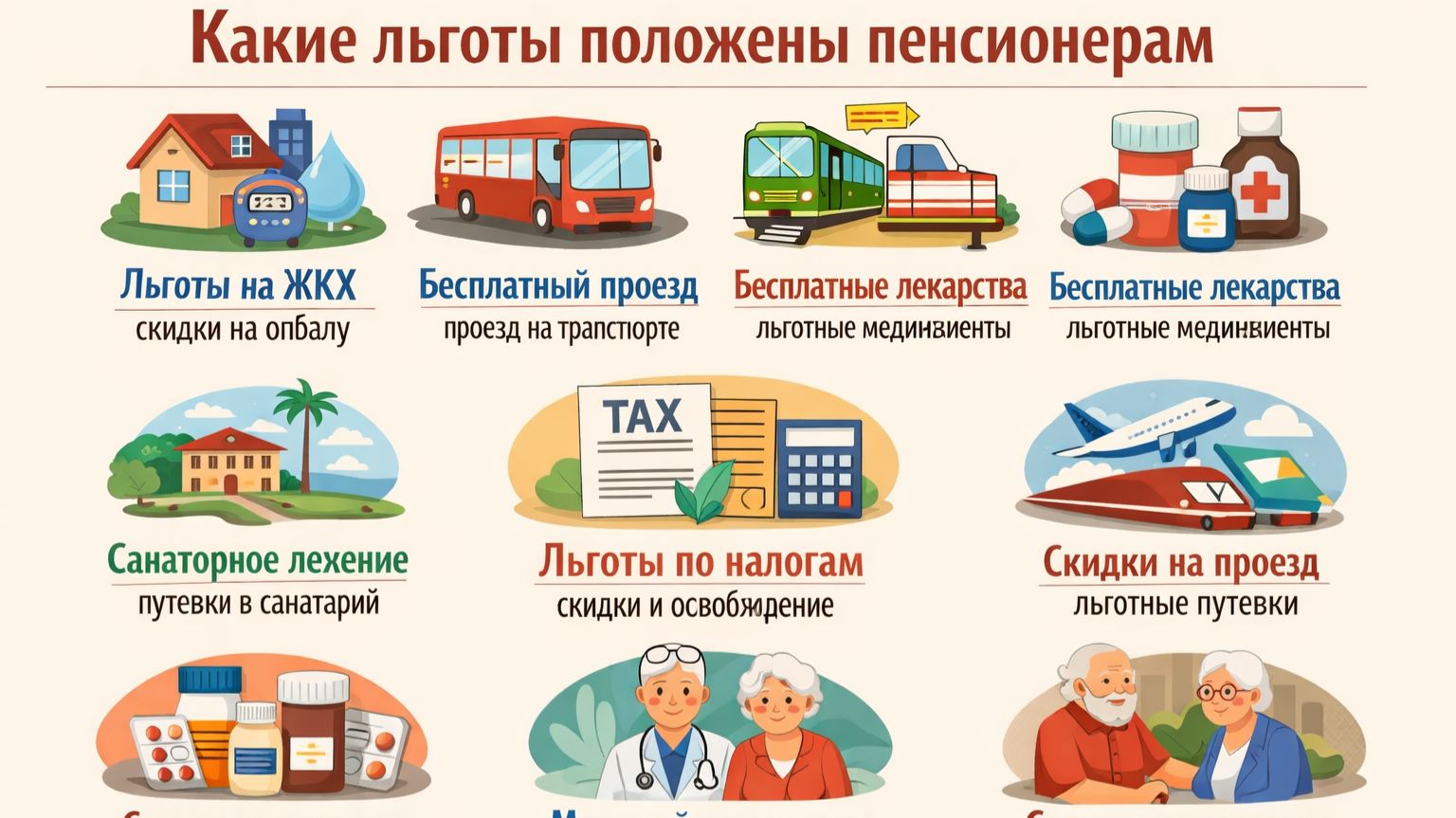 Какие льготы положены пенсионерам