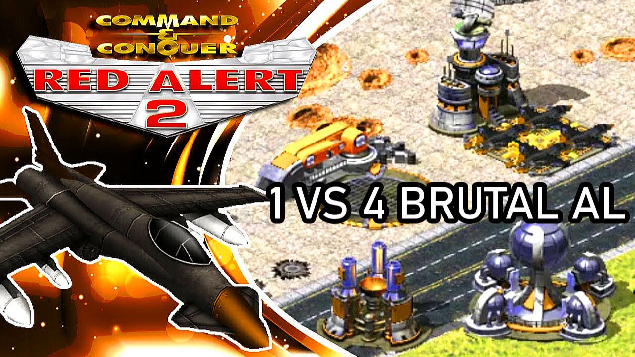Command and Conquer Red Alert 2 1vs4 Тяжёлых компов с ядеркой. смотреть онлайн