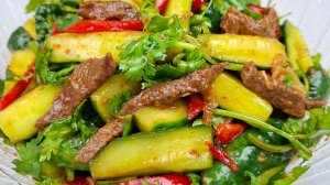 Хрустящие огурцы с мясом по-корейски (Ве-ча)! Попробуете один раз - будете готовить постоянно!