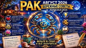 Рак на август 2026 — Бережные советы и подсказки