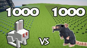 1000 Кроликов-убийц против 1000 крыс ｜ Майнкрафт