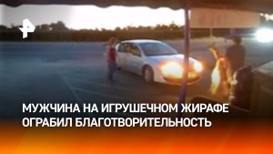 Мужчина ограбил благотворительный магазин верхом на игрушечном жирафе