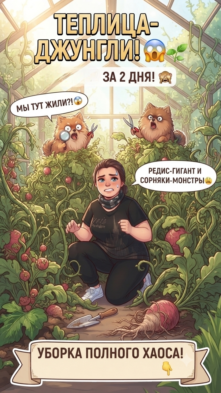 Теплица превратилась в джунгли за 2 дня! 😱 Срочная уборка редиса и сорняков.