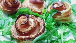 Розочки из слоёного теста с беконом!🥓🥓🥓