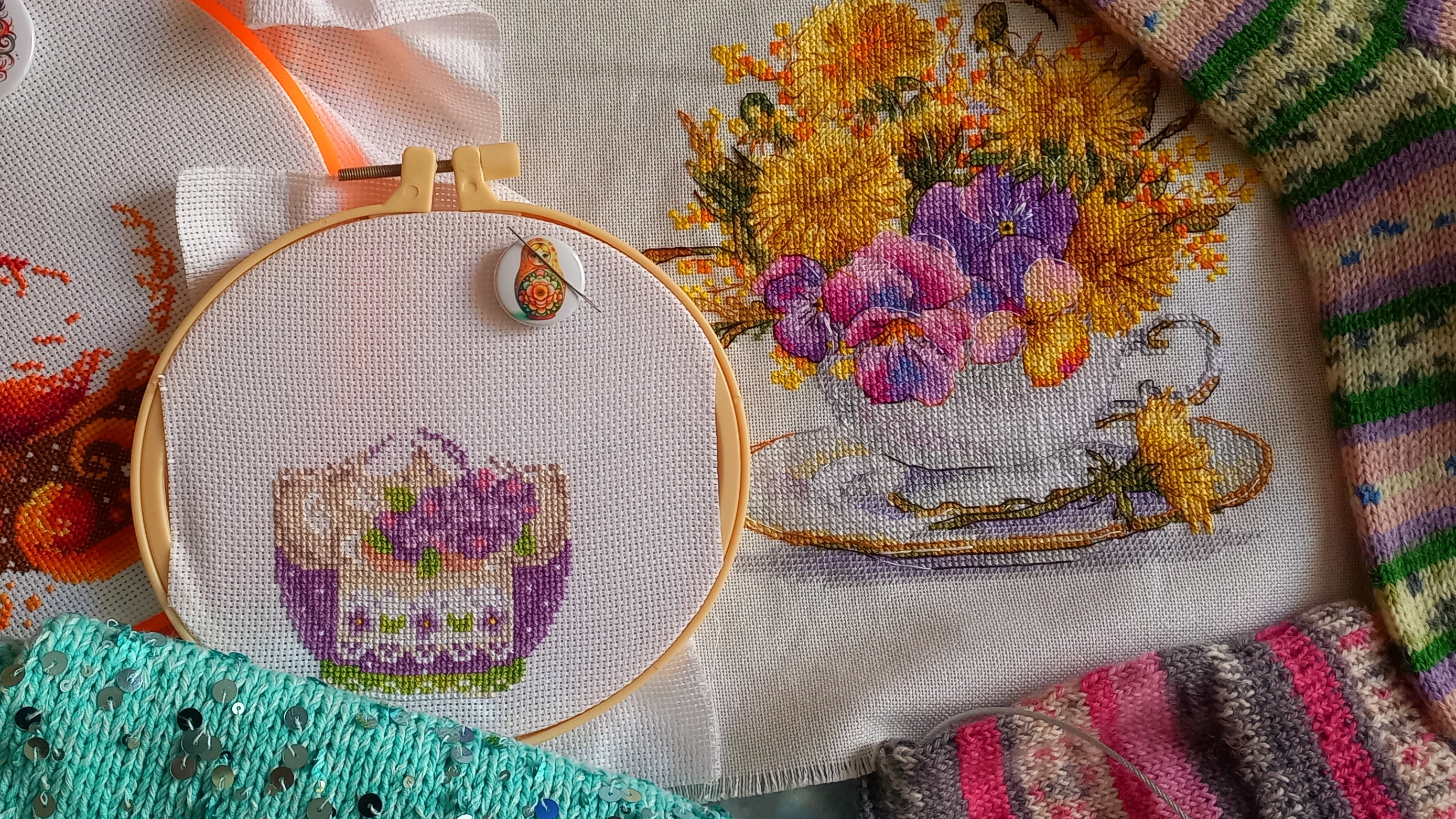 ВЛОГ 16/26 ✅️ФИНИШ 👏ГОТОВЫЕ РАБОТЫ 🧶ПРОГУЛКА 💐💐💐