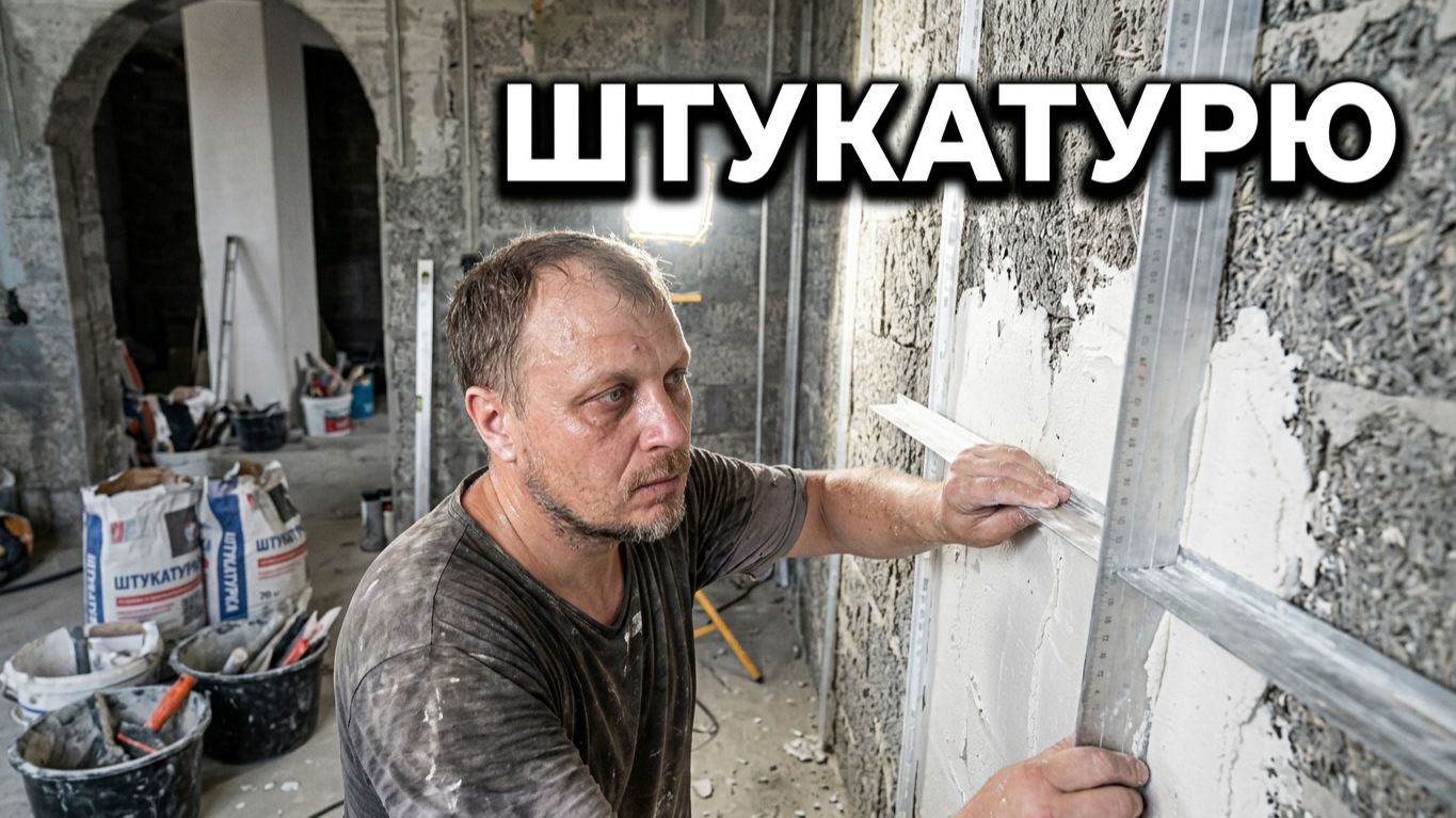 Строим дом - Штукатурим стены изнутри.