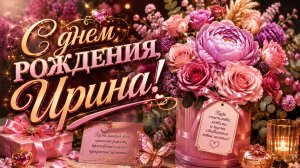 С днем рождения Ирина — красивая музыкальная открытка с именем и душевными словами 🌸