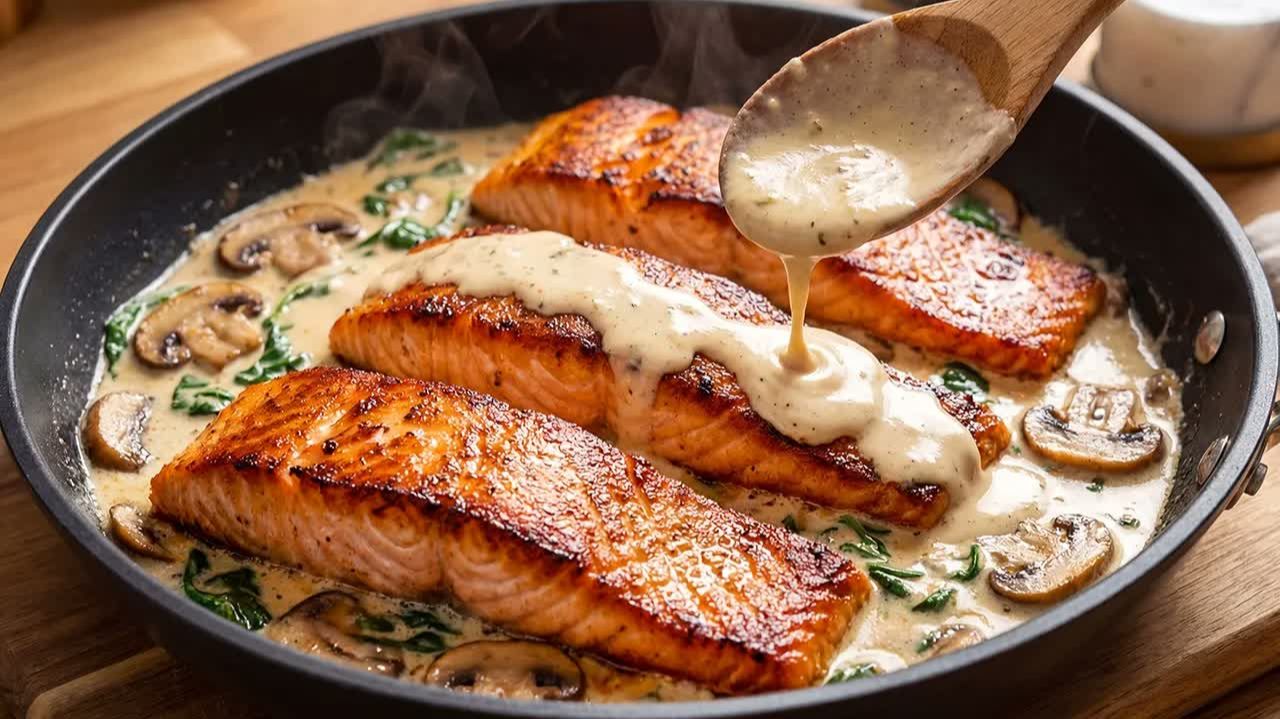 Красная Рыба в Сливочном Соусе. Невероятно Вкусно и Просто! Самый Вкусный Рецепт Рыбы на сковороде! смотреть онлайн