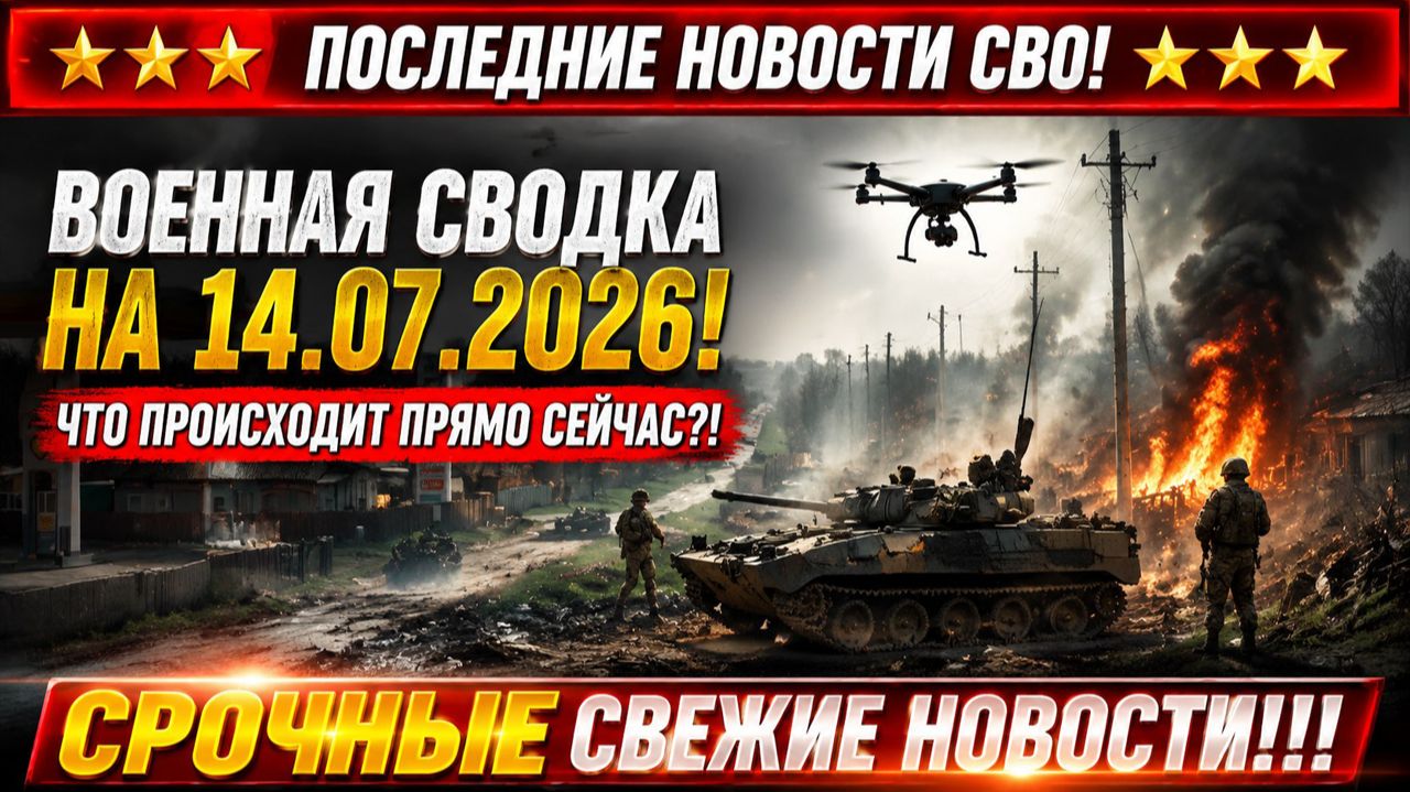 Последние сводки с фронта СВО и карта боевых действий на Украине сегодня 14.07.2026 смотреть онлайн