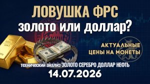 Инфляционный шок ФРС. Золото снова в игре? Анализ рынка золота, серебра, нефти, доллара 14.07.2026 г