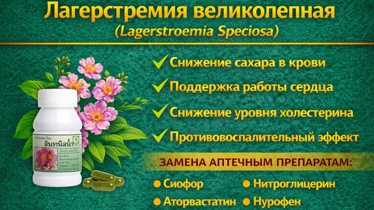 Лагерстремия великолепная (Lagerstroemia Speciosa) капсулы
