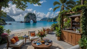 ЛЕТНИЙ ДЖАЗ У МОРЯ 🌴 СПОКОЙНАЯ АТМОСФЕРА ОКЕАНСКОГО КАФЕ ДЛЯ ОТДЫХА