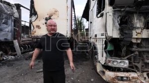 Последствия обстрела стоянки в Луганске