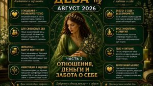 Дева на август 2026. Часть 2 — Отношения, деньги и забота о себе