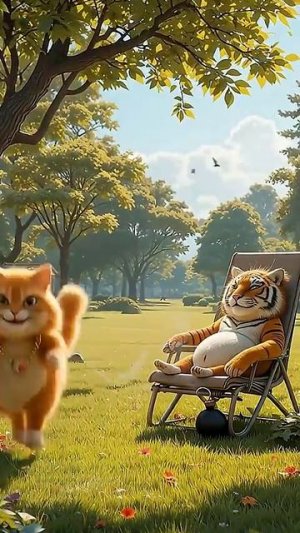 AI Fat Orange Cat’s Prank on Sleeping Tiger 😂🔥#cats #billi #catvideos #aicat