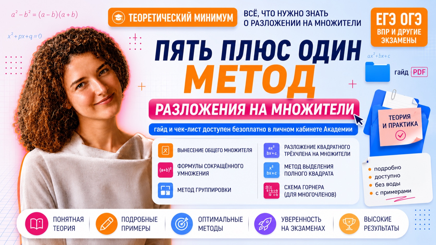 Видеоразбор к гайду "5+1 метод разложения на множители"