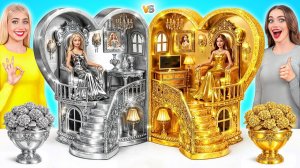 Строим Удивительный Кукольный Домик # Золотой vs Серебряный Челлендж от Super Hyper DO