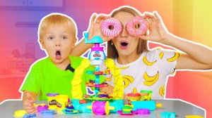 Карусель сладостей Play-Doh для детей | Никита и мама играют в Play-Doh