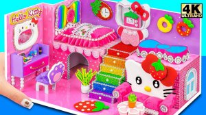 Как сделать милый миниатюрный домик Hello Kitty из картона (ЛЕГКО) ❤️ Миниатюрный картонный дом